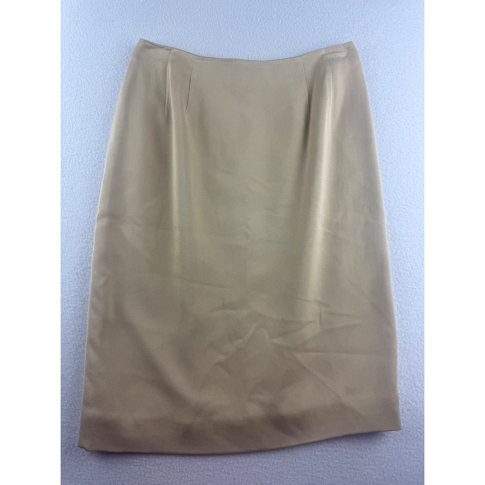Talbots Womens Tan 100% Pure Silk Lined Pencil Skirt Size 4 Professional Classic